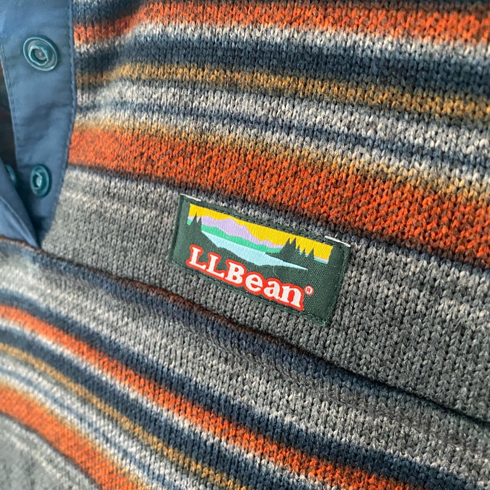 LL Bean Snap Fleece Women's Small Sweater Jacket Pullover Striped Aztec